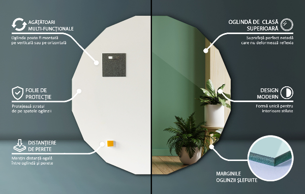 Mirror polygon modern accessory 100x100 cm