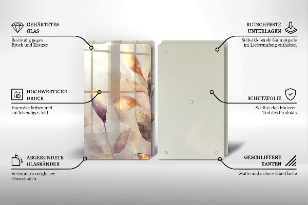 Kitchen worktop protector Painted boho leaves