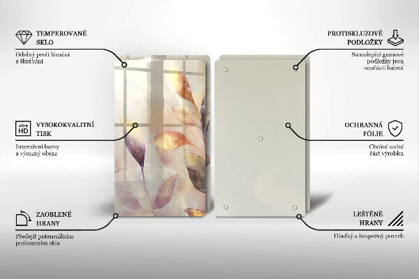 Kitchen worktop protector Painted boho leaves