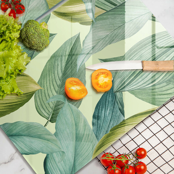 Kitchen countertop cover Green tropical leaves