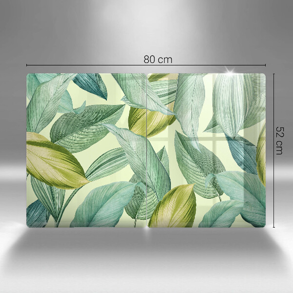 Kitchen countertop cover Green tropical leaves