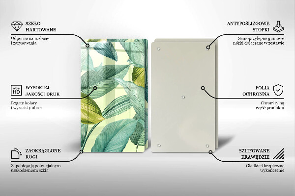 Kitchen countertop cover Green tropical leaves