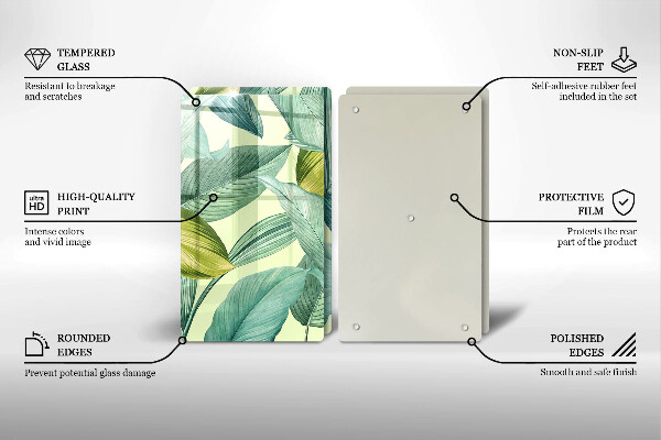 Kitchen countertop cover Green tropical leaves