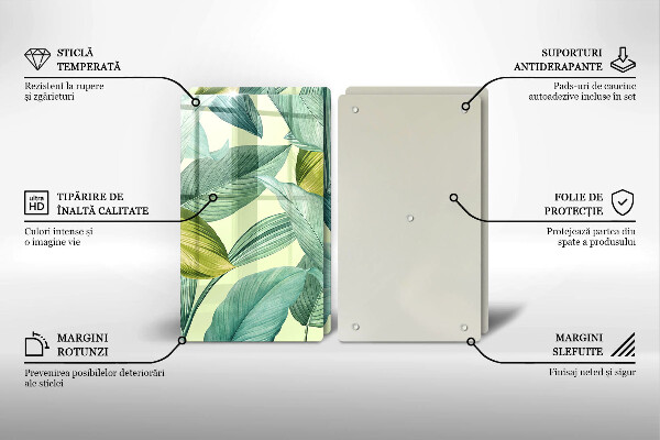 Kitchen countertop cover Green tropical leaves