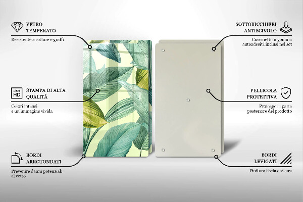 Kitchen countertop cover Green tropical leaves