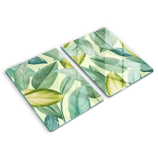 Kitchen countertop cover Green tropical leaves