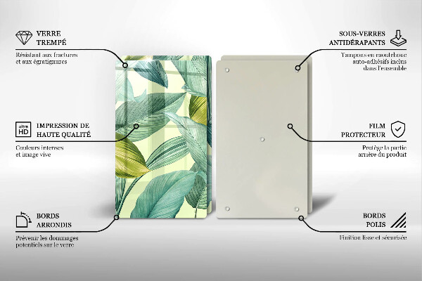 Kitchen countertop cover Green tropical leaves