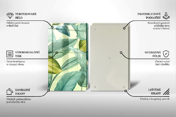 Kitchen countertop cover Green tropical leaves