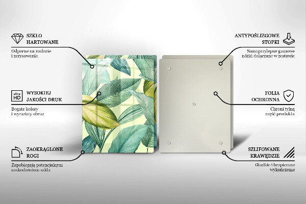 Kitchen countertop cover Green tropical leaves