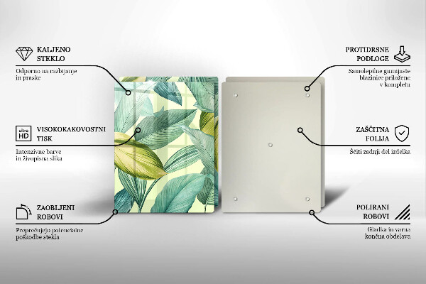 Kitchen countertop cover Green tropical leaves