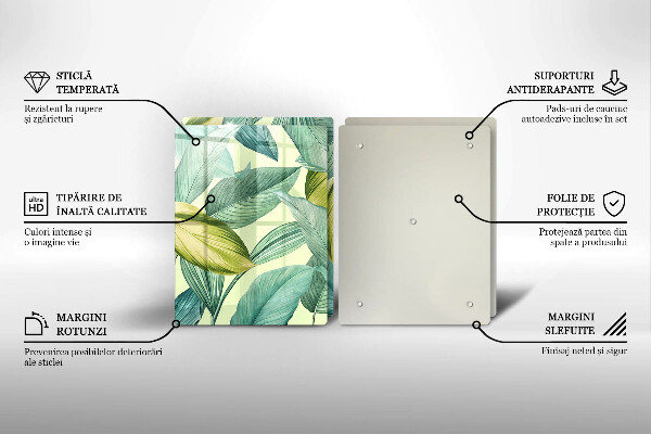 Kitchen countertop cover Green tropical leaves