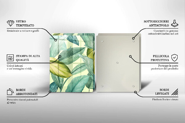 Kitchen countertop cover Green tropical leaves