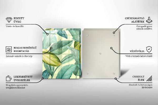 Kitchen countertop cover Green tropical leaves