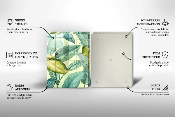 Kitchen countertop cover Green tropical leaves