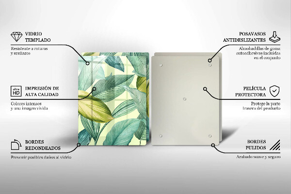 Kitchen countertop cover Green tropical leaves