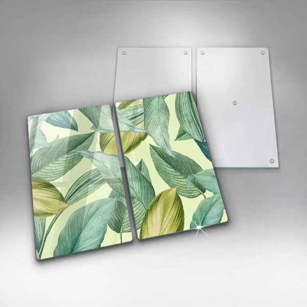 Kitchen countertop cover Green tropical leaves