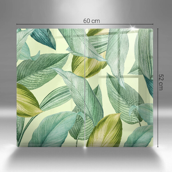 Kitchen countertop cover Green tropical leaves