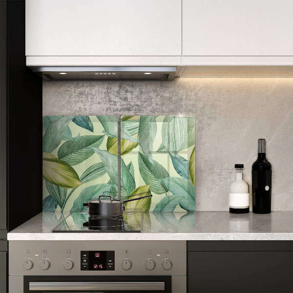 Kitchen countertop cover Green tropical leaves