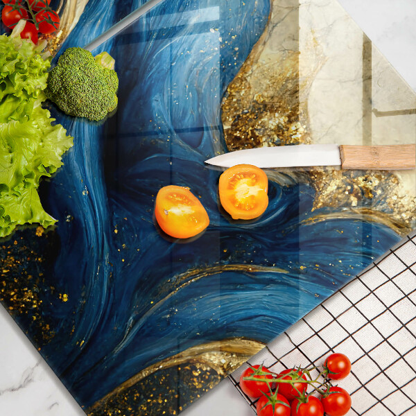 Kitchen worktop saver Blue-gold marble