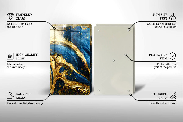 Kitchen worktop saver Blue-gold marble