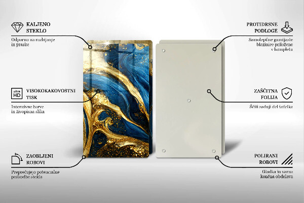 Kitchen worktop saver Blue-gold marble