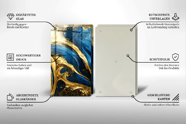 Kitchen worktop saver Blue-gold marble