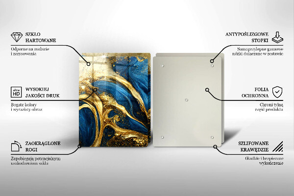 Kitchen worktop saver Blue-gold marble