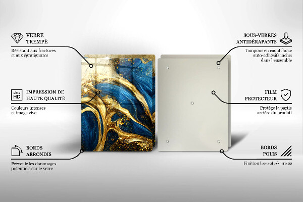 Kitchen worktop saver Blue-gold marble