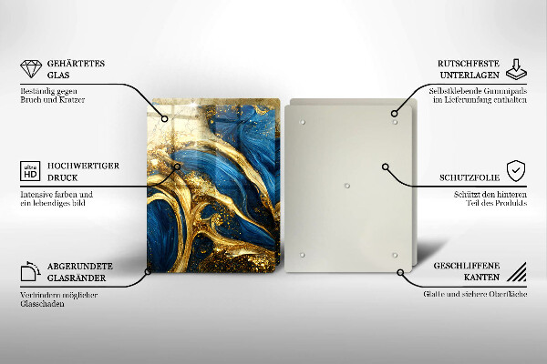 Kitchen worktop saver Blue-gold marble