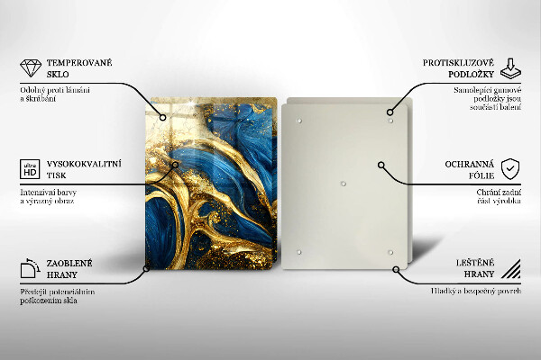 Kitchen worktop saver Blue-gold marble