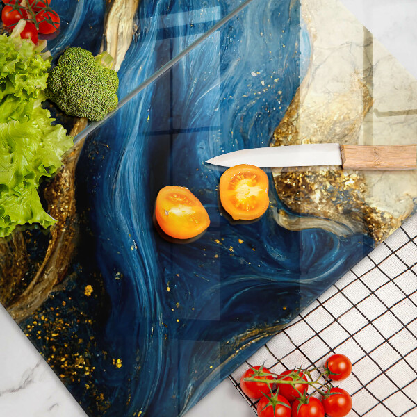 Kitchen worktop saver Blue-gold marble