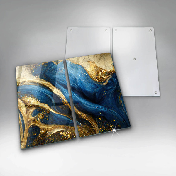 Kitchen worktop saver Blue-gold marble