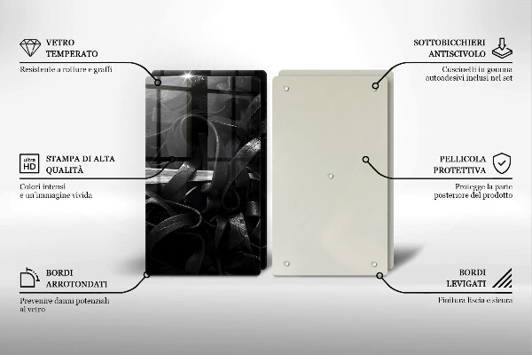 Glass worktop saver Black tagliatelle pasta