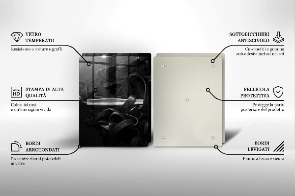 Glass worktop saver Black tagliatelle pasta