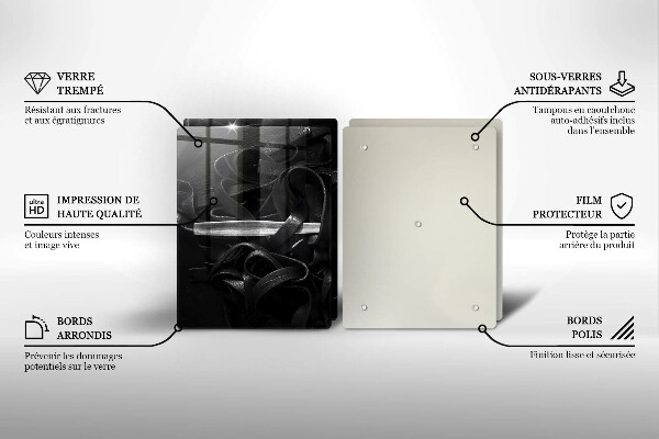 Glass worktop saver Black tagliatelle pasta