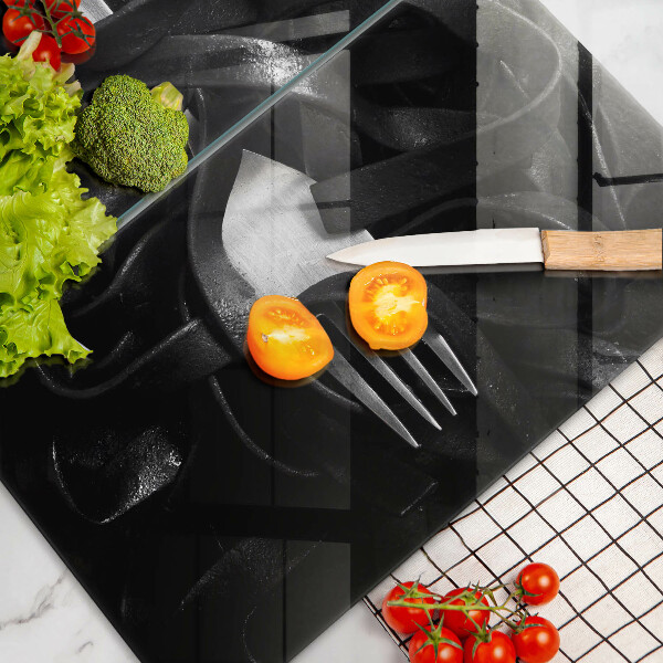 Glass worktop saver Black tagliatelle pasta