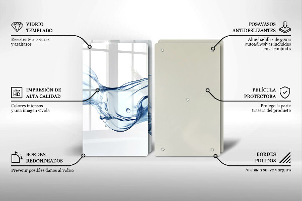 Glass worktop saver Crystalline water