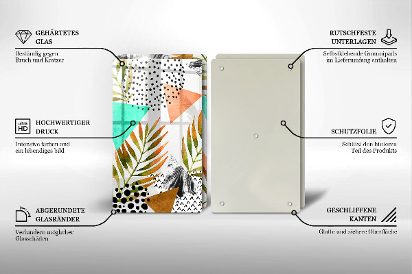 Kitchen worktop protector Boho leaves pattern