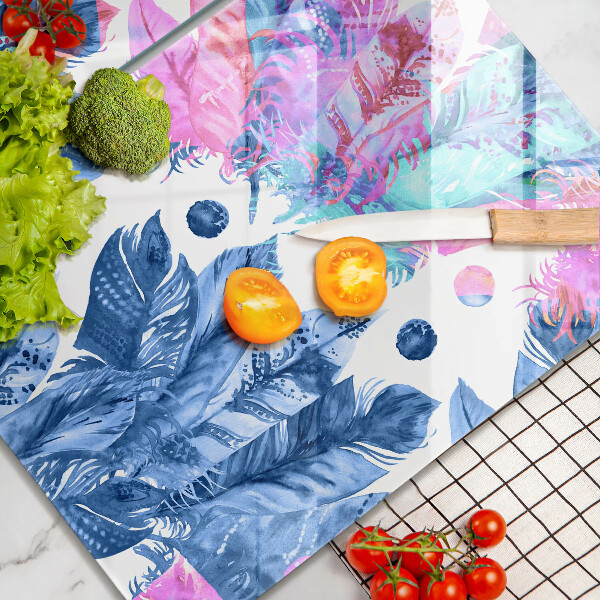 Kitchen worktop protector Illustration of boho feathers