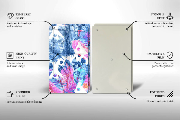 Kitchen worktop protector Illustration of boho feathers