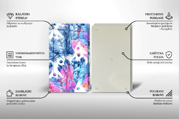 Kitchen worktop protector Illustration of boho feathers