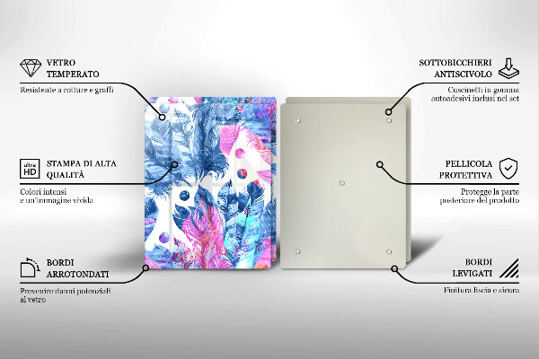 Kitchen worktop protector Illustration of boho feathers