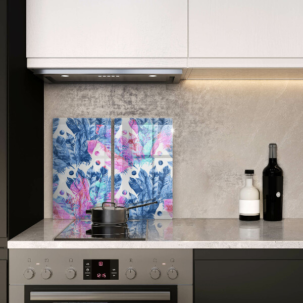 Kitchen worktop protector Illustration of boho feathers