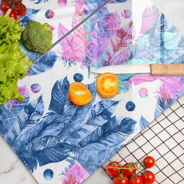 Kitchen worktop protector Illustration of boho feathers