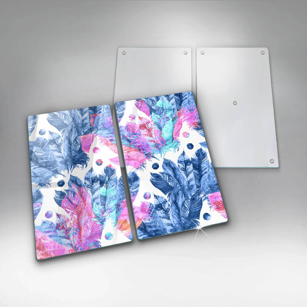 Kitchen worktop protector Illustration of boho feathers