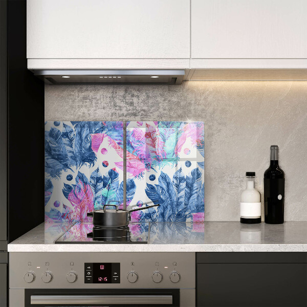 Kitchen worktop protector Illustration of boho feathers