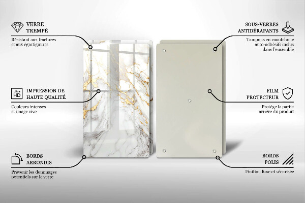 Worktop protector Light marble with gold