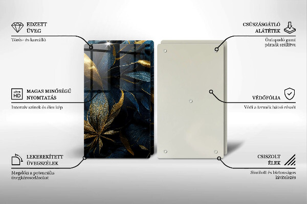 Kitchen worktop protector Decorative leaves with gold