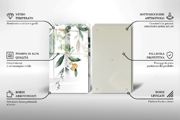 Kitchen worktop protector Watercolor leaves