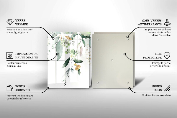 Kitchen worktop protector Watercolor leaves